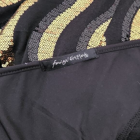 Foreign Exchange Black & Gold Sequined Mini Dress Size M - Picture 5 of 9